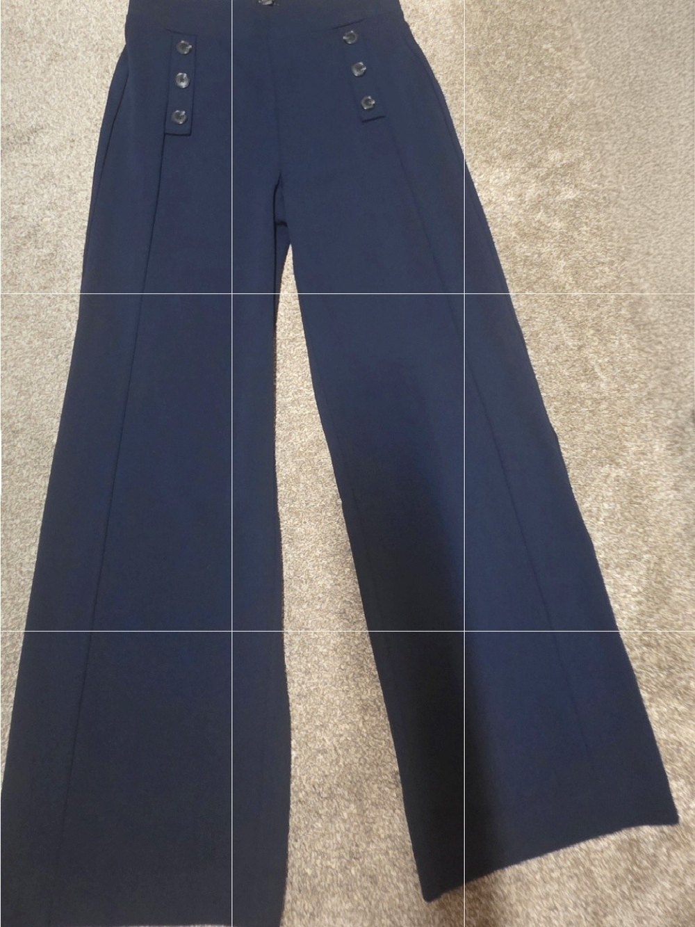LOFT Navy Wide-Leg Sailor Trousers
